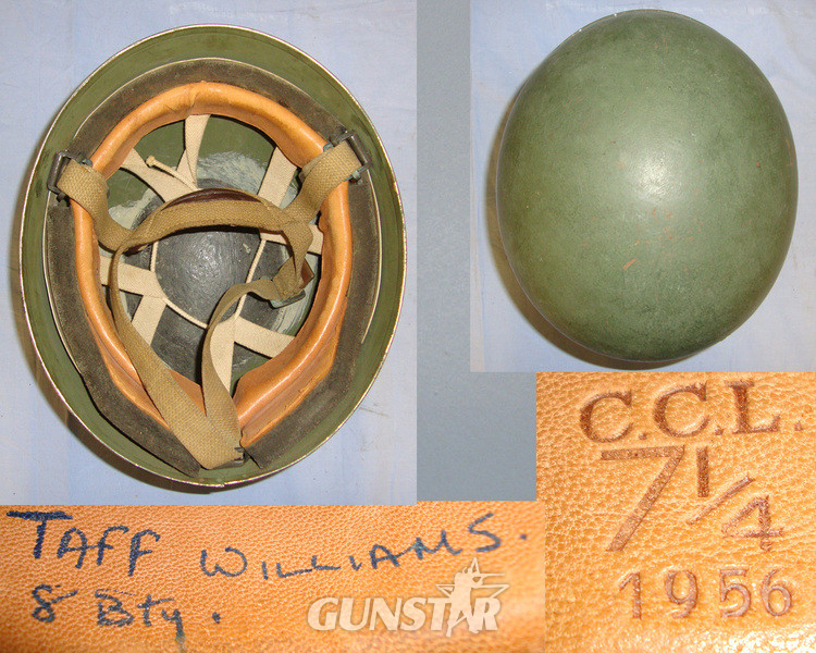 1956 Dated Suez Crisis Era British Paratroopers Jump Helmet By CCL With Liner, Chin Strap & Camouflage Netting Cover  Clothing