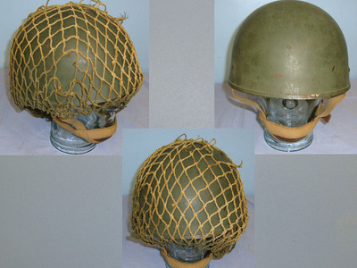 1956 Dated Suez Crisis Era British Paratroopers Jump Helmet By CCL With Liner, Chin Strap & Camouflage Netting Cover  Clothing