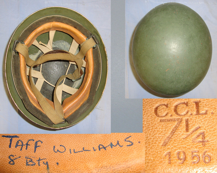 1956 Dated Suez Crisis Era British Paratroopers Jump Helmet By CCL With Liner, Chin Strap & Camouflage Netting Cover  Clothing