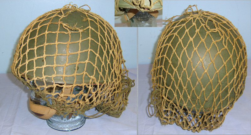  1956 Dated Suez Crisis Era British Paratroopers Jump Helmet By CCL With Liner, Chin Strap & Camouflage Netting Cover  Clothing