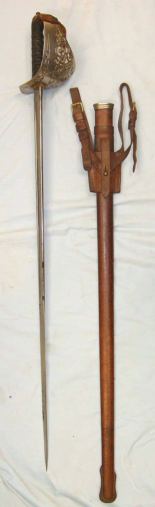  WW1 Era British WD 1897 Pattern Henry Wilkinson London Infantry Officer’s Sword With King George V Guard, Blade Number 45075,  Sword