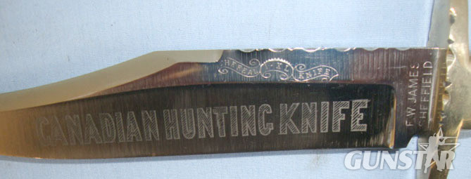  Fred James Sheffield Hand Made 'I*XL Canadian Hunting Knife' Bowie With Etched B Knive