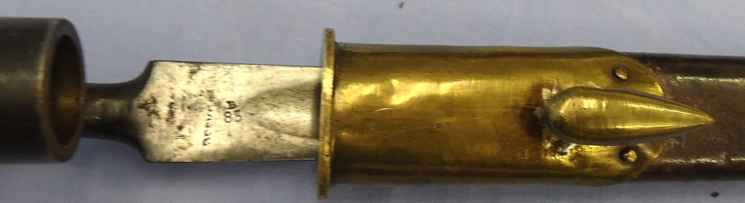  British, 1853/72 Pattern Martini Henry Rifle Bushed Socket Bayonet by Reeves and Scabbard. Sn 23765 Bayonet