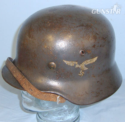 Quist, manufacturer stamped ‘Q’ Double Decal M35 Luftwaffe Combat Helmet By ‘Q’ (Quist) With Original Liner & Ch Clothing in 