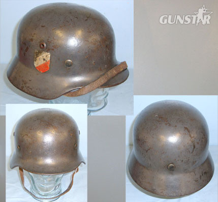  Quist, manufacturer stamped ‘Q’ Double Decal M35 Luftwaffe Combat Helmet By ‘Q’ (Quist) With Original Liner & Ch Clothing