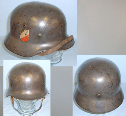  Quist, manufacturer stamped ‘Q’ Double Decal M35 Luftwaffe Combat Helmet By ‘Q’ (Quist) With Original Liner & Ch Clothing