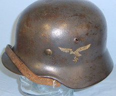 Quist, manufacturer stamped ‘Q’ Double Decal M35 Luftwaffe Combat Helmet By ‘Q’ (Quist) With Original Liner & Ch Clothing