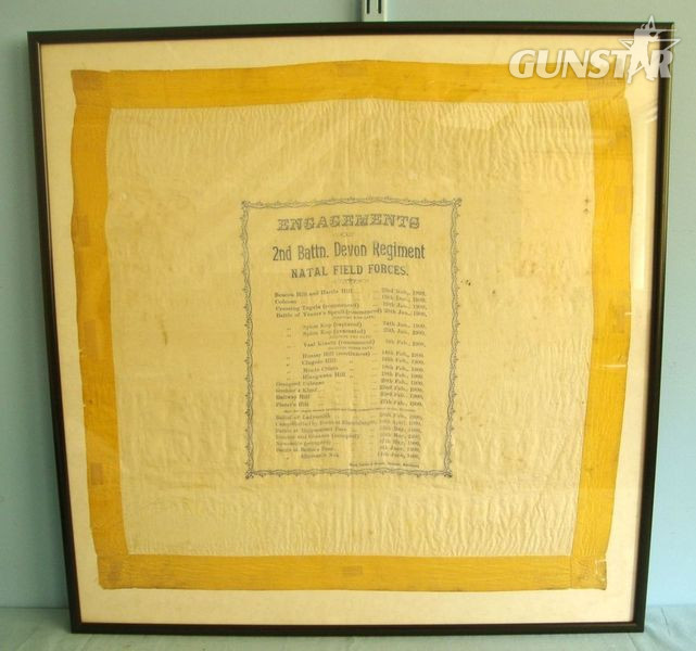 Framed Hand Stitched Silk Boer War Era Neckerchief/ Scarf With Embroidered Battl Framed Hand Stitched Silk Boer War Era Neckerchief/ Scarf With Embroidered Battl Other Accessory in 