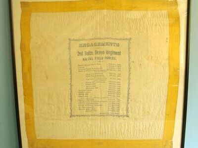 Framed Hand Stitched Silk Boer War Era Neckerchief/ Scarf With Embroidered Battl Framed Hand Stitched Silk Boer War Era Neckerchief/ Scarf With Embroidered Battl Other Accessory