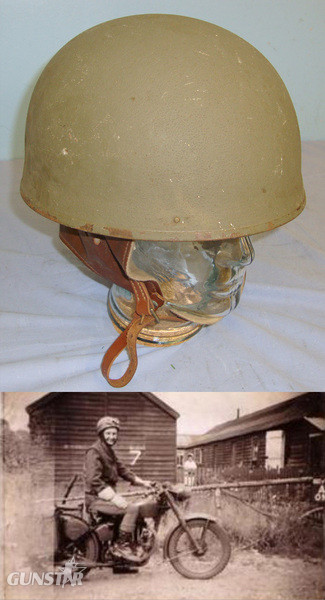 WW2 1944 British Army British Motor Bodies (BMB) Motorcycle Dispatch Rider’s Steel Helmet With Liner & Leather Chin Strap  Clothing in 