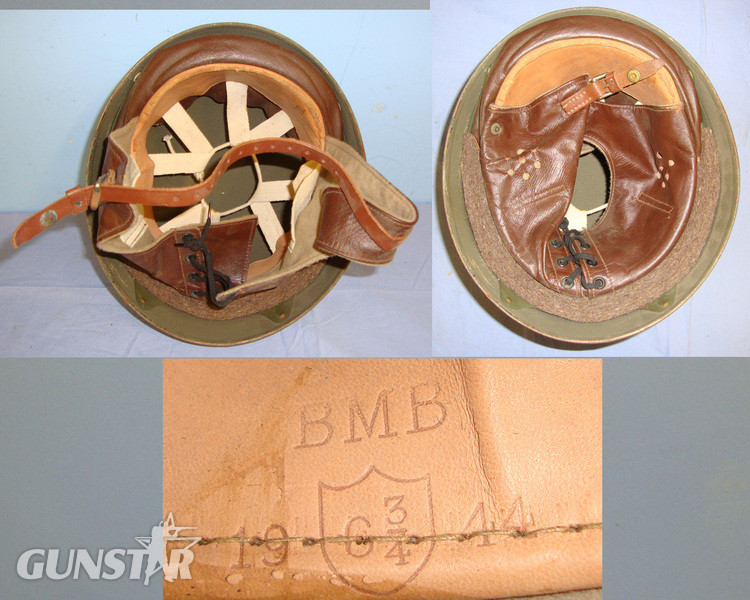 WW2 1944 British Army British Motor Bodies (BMB) Motorcycle Dispatch Rider’s Steel Helmet With Liner & Leather Chin Strap  Clothing