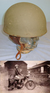 WW2 1944 British Army British Motor Bodies (BMB) Motorcycle Dispatch Rider’s Steel Helmet With Liner & Leather Chin Strap  Clothing