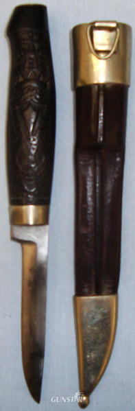 Finnish Utility/Skinning Knife and Scabbard both Marked Fiskars. ED 2602. Hunting Knive