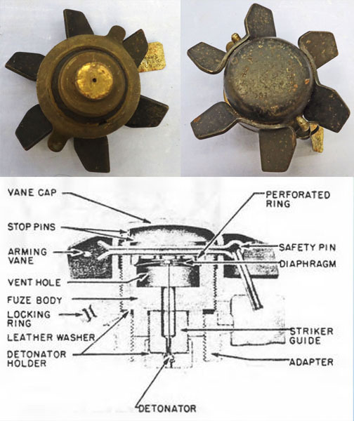 INERT DEACTIVATED. WW2, 1943 Dated Royal Air Force Bomber Command 250lb Target Indicator No 874 Nose Fuze. - O 2065 INERT DEACTIVATED. WW2, 1943 Dated Royal Air Force Bomber Command 250lb Target Indicator No 874 Nose Fuze. - O 2065  Other Ammunition
