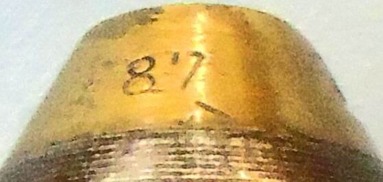 {CATEGORY} - DEACTIVATED INERT. German, Early, July 1889 Dated, Kaiserliche Marine, 37mm (37 x 94R) Pom Pom Nose Fused HE (High Explosive) Round. - O 1961 DEACTIVATED INERT. German, Early, July 1889 Dated, Kaiserliche Marine, 37mm (37 x 94R) Pom Pom Nose Fused HE (High Explosive) Round. - O 1961  Other Ammunition