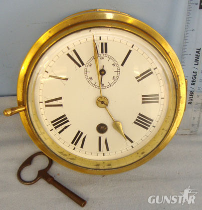 AM ‘Air Ministry’ Brass Bulkhead Clock With 60 Seconds Time Keeping Feature & Original Key. Other Accessory in 