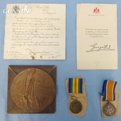 WW1 Pair And Death Plaque With Paperwork. WW1 Pair And Death Plaque With Paperwork to Private 66367 Arthur Lacey of the 1/ Other Accessory in 