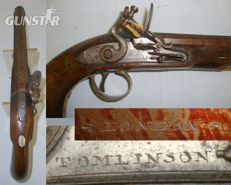 Tomlinson London C1790 English .68 Calibre Flintlock Duelling / Holster Pistol None Muzzleloader