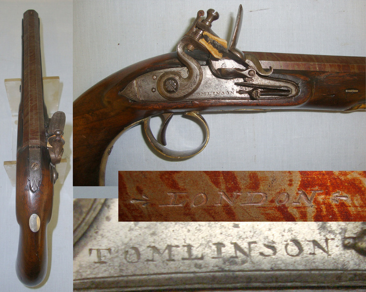 Tomlinson London C1790 English .68 Calibre Flintlock Duelling / Holster Pistol None Muzzleloader