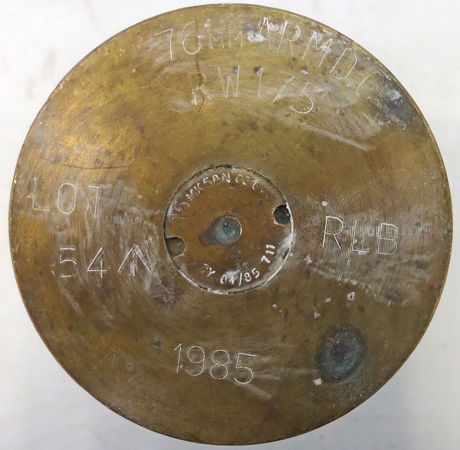 INERT DEACTIVATED. British, Rare, 76mm ARMDC (76.2x230R) L23A1, PROOF RECOVERY, HESH (High Explosive Squash Head) Round For The Scorpion light Tank and Saladin Armoured Car. - O 2014 INERT DEACTIVATED. British, Rare, 76mm ARMDC (76.2x230R) L23A1, PROOF RECOVERY, HESH (High Explosive Squash Head) Round For The Scorpion light Tank and Saladin Armoured Car. - O 2014  Other Ammunition - {CATEGORY}