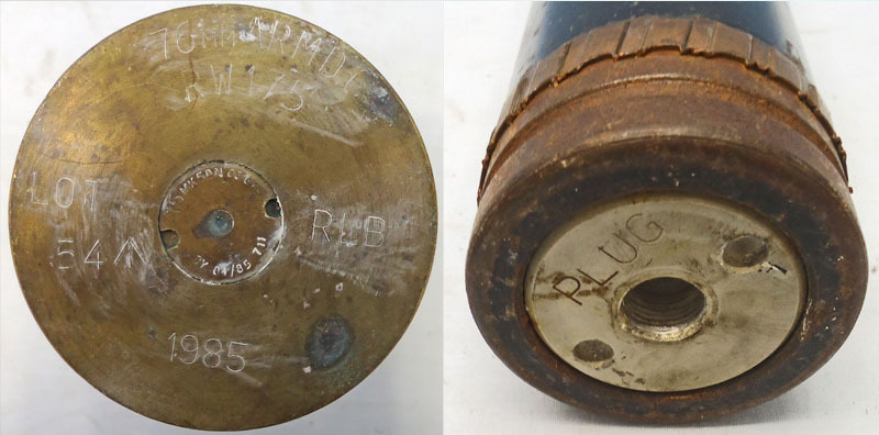INERT DEACTIVATED. British, Rare, 76mm ARMDC (76.2x230R) L23A1, PROOF RECOVERY, HESH (High Explosive Squash Head) Round For The Scorpion light Tank and Saladin Armoured Car. - O 2014 INERT DEACTIVATED. British, Rare, 76mm ARMDC (76.2x230R) L23A1, PROOF RECOVERY, HESH (High Explosive Squash Head) Round For The Scorpion light Tank and Saladin Armoured Car. - O 2014  Other Ammunition