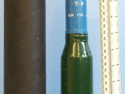 Oerlikon BMARC 35mm KDC (35x228) Target Practice (TP) round. Oerlikon BMARC 35mm KDC (35x228) Target Practice (TP) round. Antique & Militaria