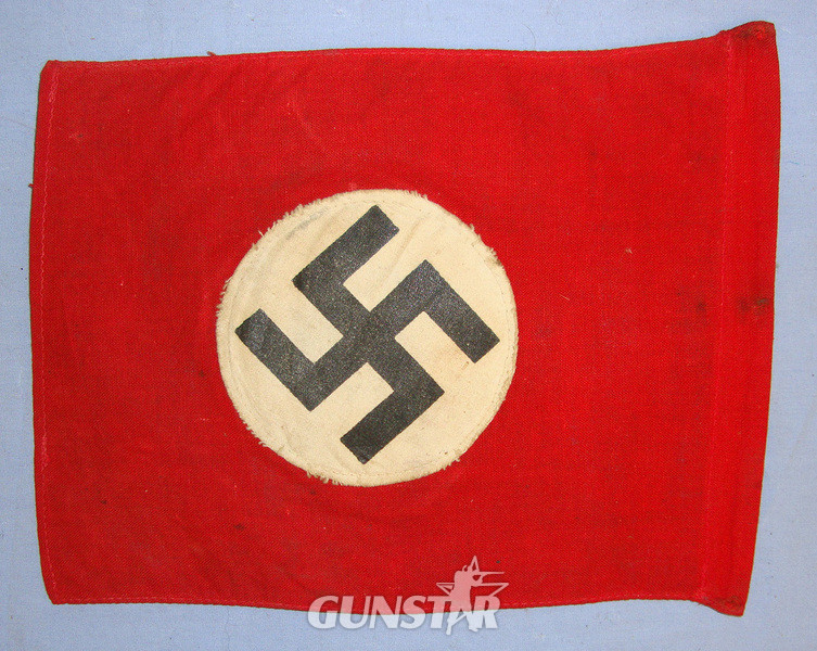  Original WW2 Era Nazi German NSDAP (National Socialist German Workers Party) Double Sided Red Cotton Officer’s Desk Pennant With Swastika Roundels (22cms x 18.5 cms Size)  Antique & Militaria