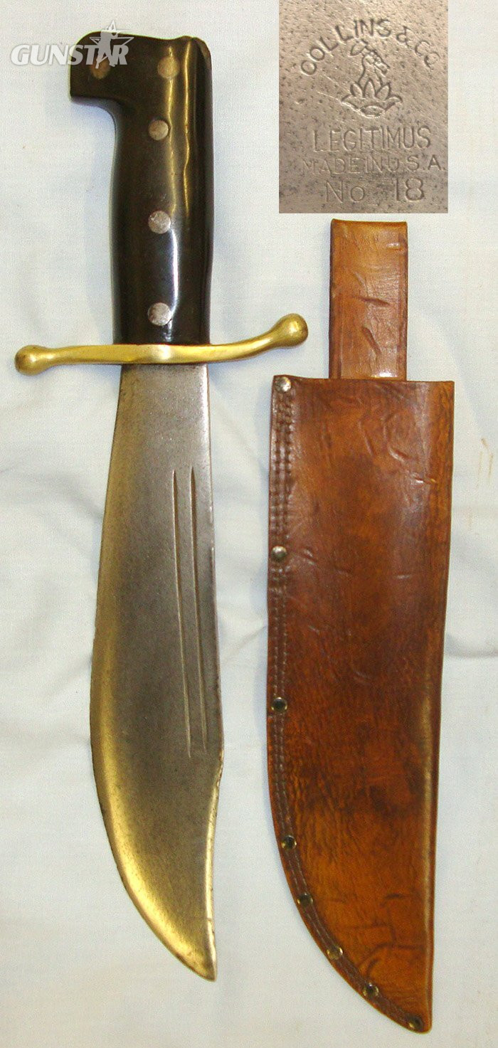 WW2 U.S.M.C. Collins & Co Legitimus No.18 V-44 Combat / Survival Bowie Knife With Polished Horn Scales & Scabbard. Sn 21080 Knive in 