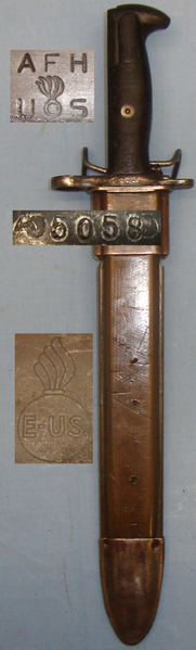 U.S. Rare M1 Bayonet and Scabbard for the Garand Rifle By A.F.H. BAYO 719 Bayonet