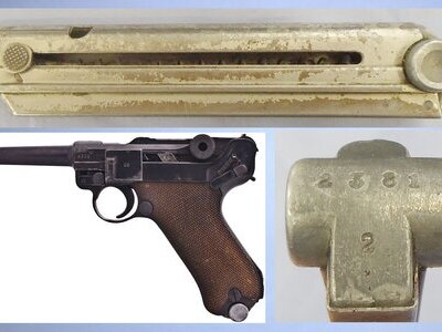 WWII Era Nazi German 8 Round Magazine with Correct Alloy Butt for the Luger P0 8 9mm Parabellum Semi-Automatic Pistol. N 152 WWII Era Nazi German 8 Round Magazine with Correct Alloy Butt for the Luger P0 8 9mm Parabellum Semi-Automatic Pistol. N 152 Other Accessory
