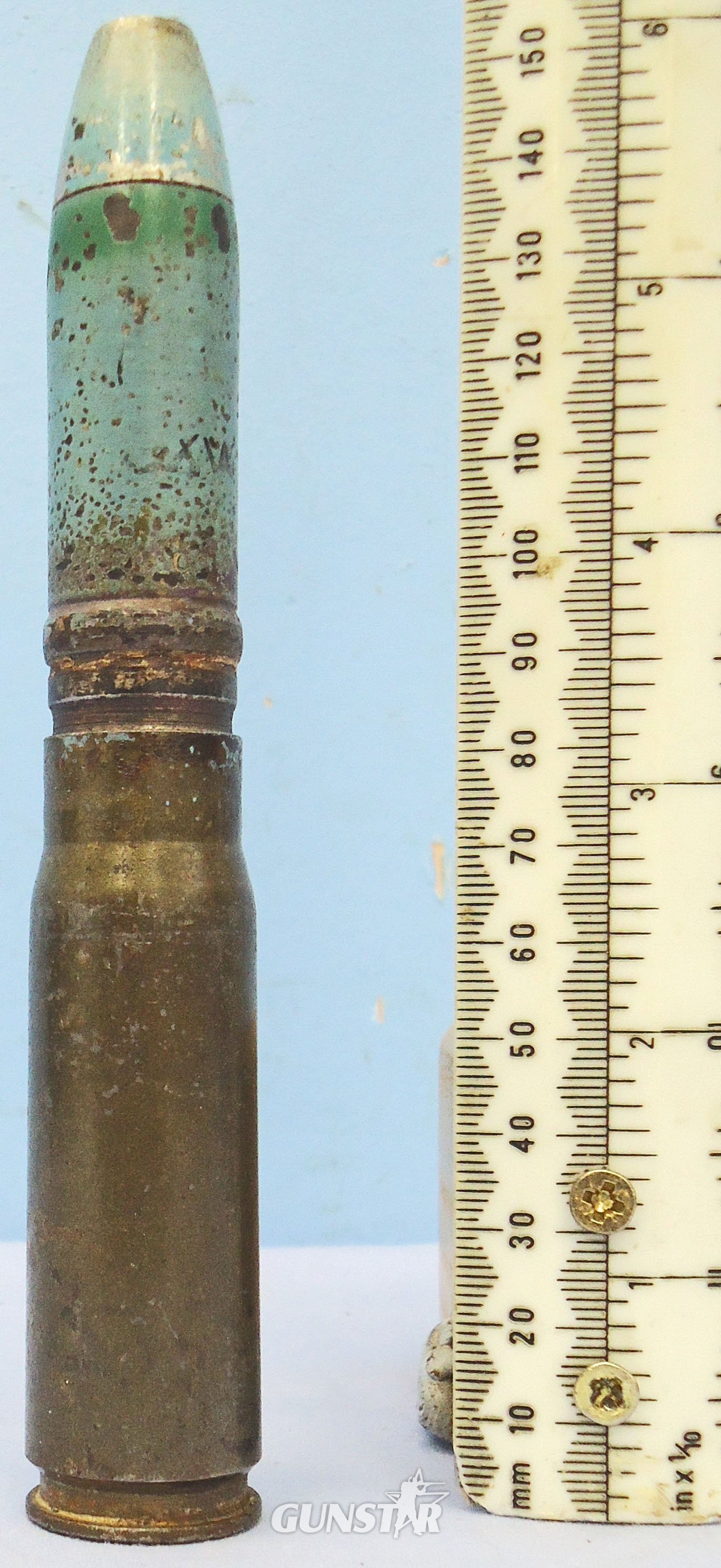 INERT DEACTIVATED. German WW2, 1944 Dated, 20 mm MK151/20 (20x82) Incendiary with Self Destruct Tracer Cannon Round. Sn - 22996 INERT DEACTIVATED. German WW2, 1944 Dated, 20 mm MK151/20 (20x82) Incendiary with Self Destruct Tracer Cannon Round. Sn - 22996 Various Other Ammunition in 