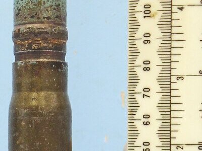 INERT DEACTIVATED. German WW2, 1944 Dated, 20 mm MK151/20 (20x82) Incendiary with Self Destruct Tracer Cannon Round. Sn - 22996 INERT DEACTIVATED. German WW2, 1944 Dated, 20 mm MK151/20 (20x82) Incendiary with Self Destruct Tracer Cannon Round. Sn - 22996 Various Other Ammunition