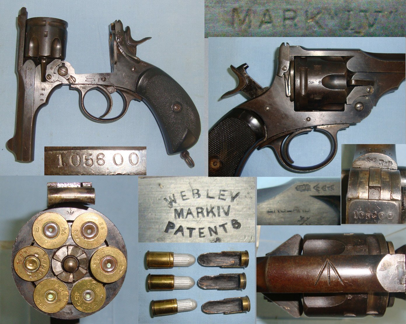 BOER WAR MODEL**British WD Officer's Webley MK IV .455 Calibre Service Revolver With 'Birds Head' Grips & 6 Inert Deactivated Sectioned Dummy Rounds Which Can Be Loaded Into The Cylinder. Sn 22534:19 deactivated revolver None Revolver