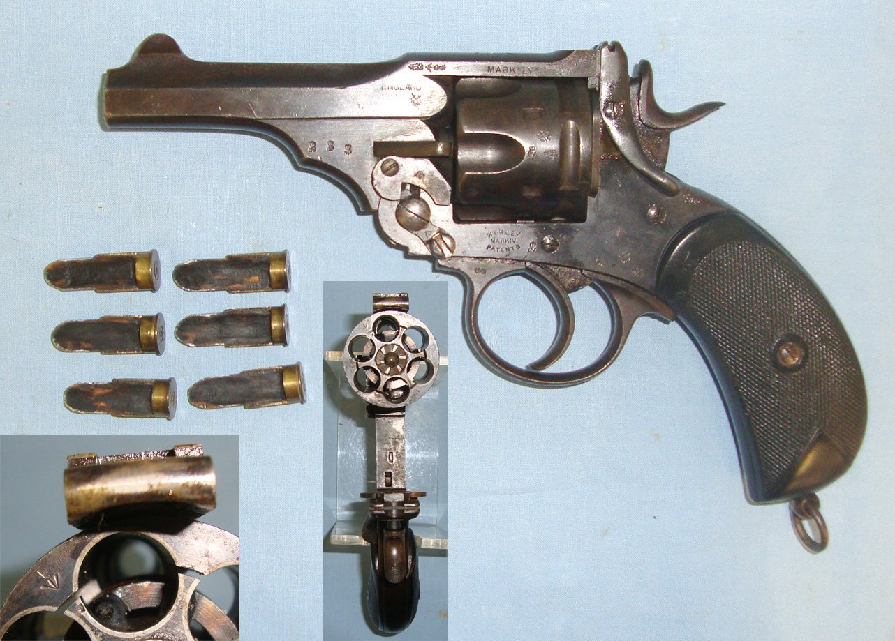  BOER WAR MODEL**British WD Officer's Webley MK IV .455 Calibre Service Revolver With 'Birds Head' Grips & 6 Inert Deactivated Sectioned Dummy Rounds Which Can Be Loaded Into The Cylinder. Sn 22534:19 deactivated revolver None Revolver