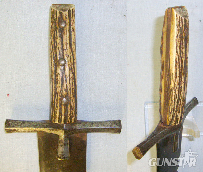 Late 1800’s / Early 1900’s Continental Form Large Saw Back Forester’s Sidearm / Tool With Stag Antler Grips. Sword