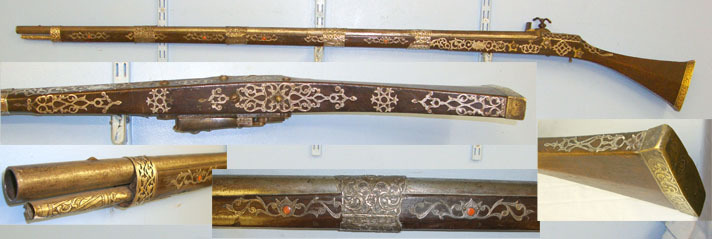  Persian 1779 Dated & Maker / Owner Named 15 Bore Muzzle Loading Toe Lock Musket  15 Bore Muzzle Loading Toe Lock Musket Ornately Decorated With Inlaid Silver & R Muzzleloader  Rifle