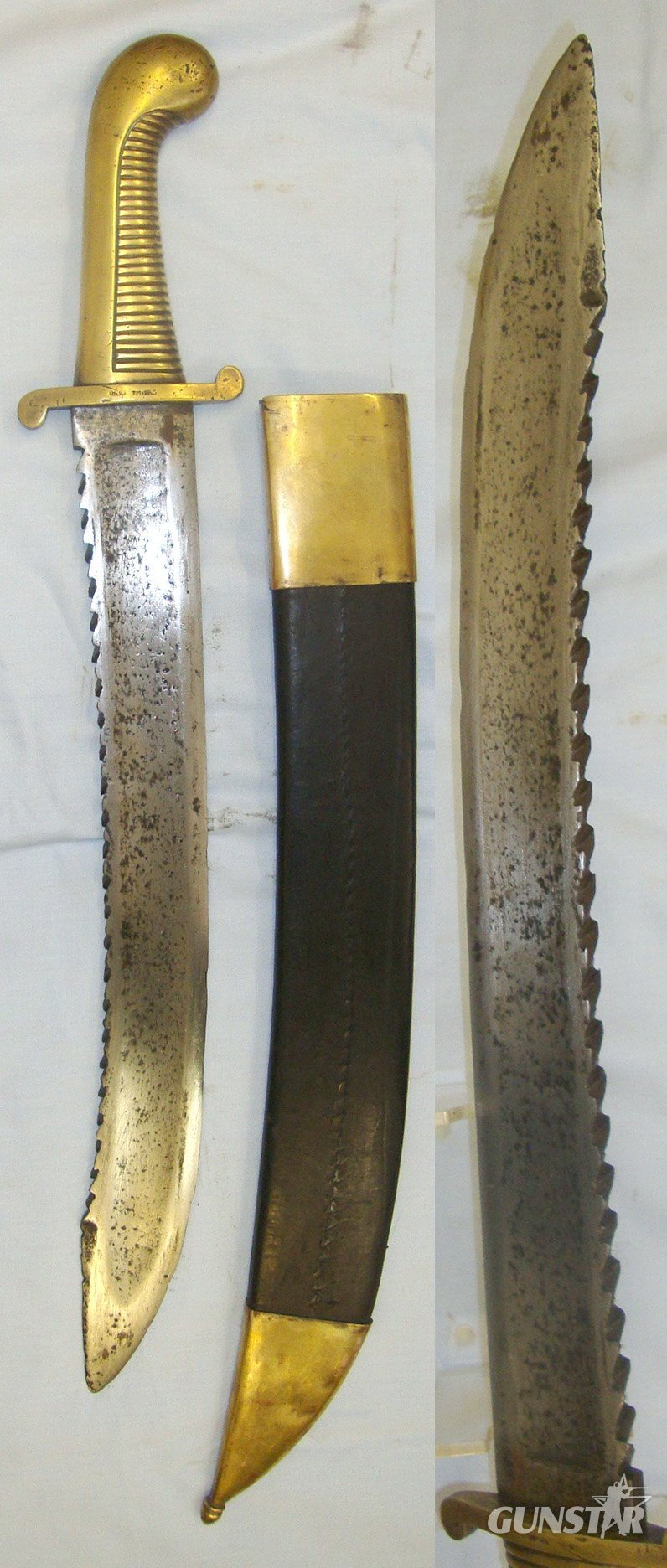 1830 Dated Imperial Russian Model 1827 Brass Handled Pioneer Sawback Falchion Short Sword Sidearm & Rare To Find Scabbard. Sn 21612 Sword in 