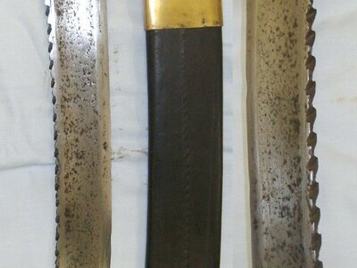 1830 Dated Imperial Russian Model 1827 Brass Handled Pioneer Sawback Falchion Short Sword Sidearm & Rare To Find Scabbard. Sn 21612 Sword