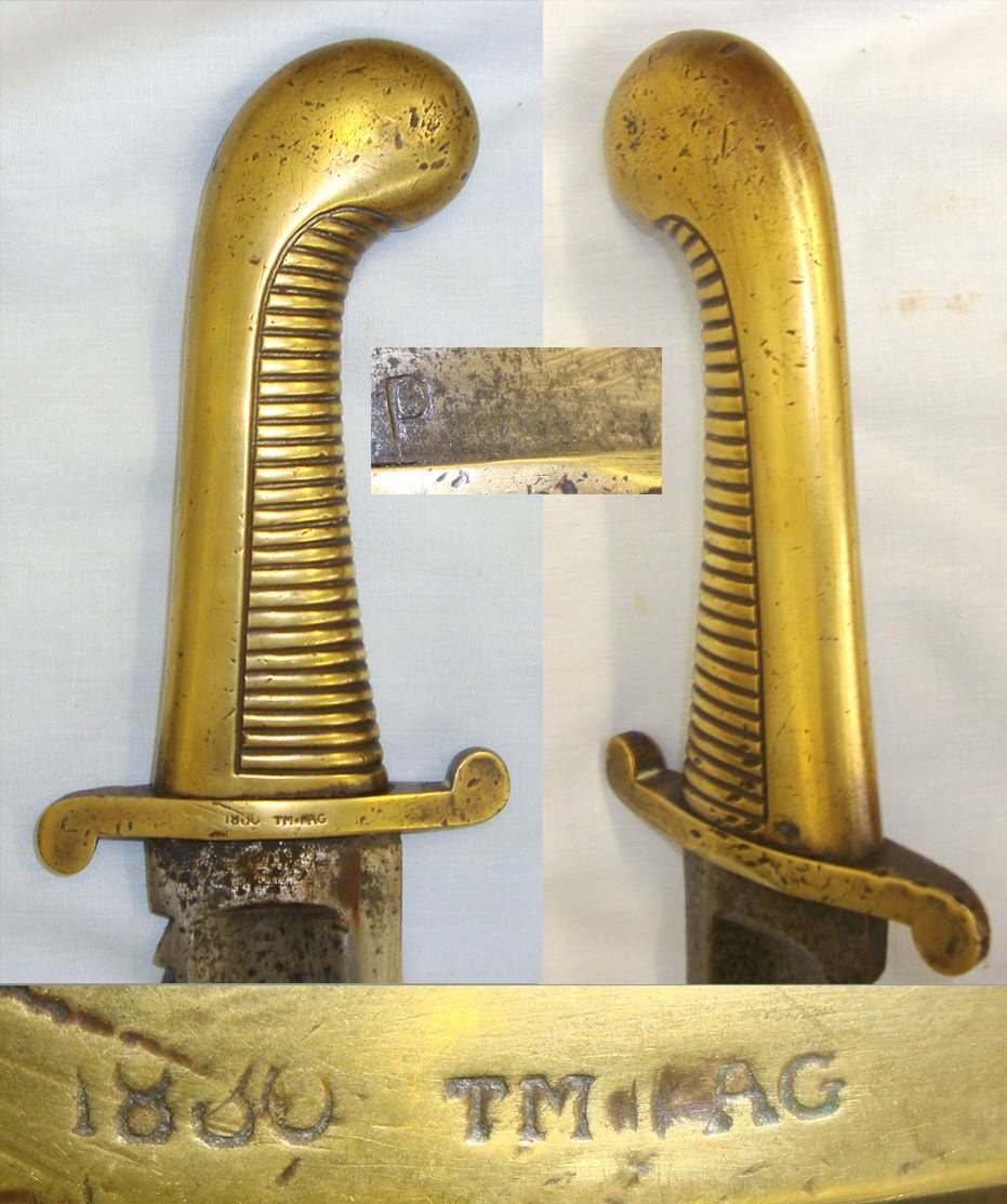  1830 Dated Imperial Russian Model 1827 Brass Handled Pioneer Sawback Falchion Short Sword Sidearm & Rare To Find Scabbard. Sn 21612 Sword