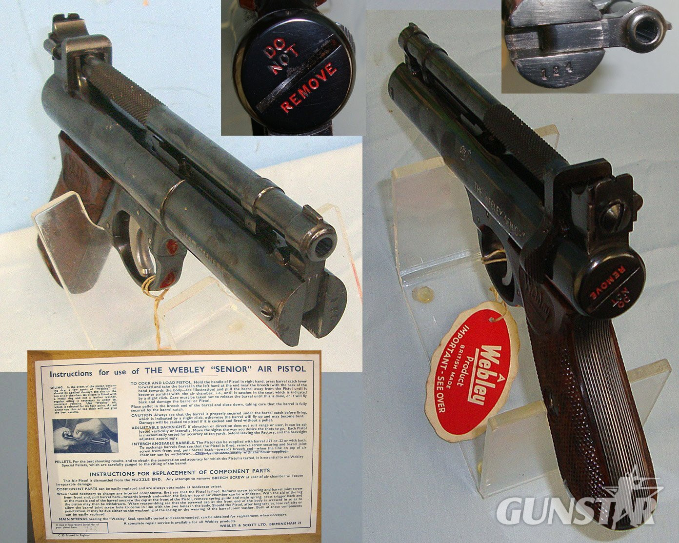  BOXED**Post 1958, Webley Senior Air Pistol With 2 Barrels (.177 & .22 Calibres). Sn 23494 air pistol Various