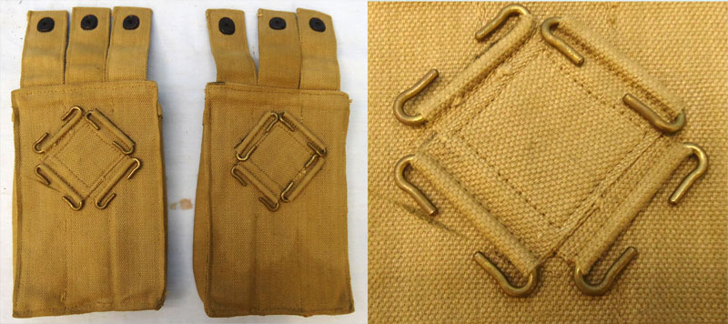 British, WW2 Era, Pair Of Belt Attached Pattern ’37 Webbing, 3 x 30 Round Magazine Pouches For The .45 Thompson Sub Machine Gun. - MISC 894 British, WW2 Era, Pair Of Belt Attached Pattern ’37 Webbing, 3 x 30 Round Magazine Pouches For The .45 Thompson Sub Machine Gun. - MISC 894 Other Accessory