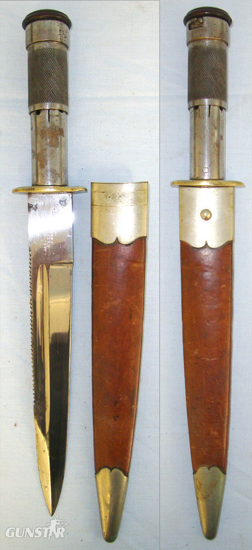  VERY RARE**FORERUNNER OF THE MODERN SURVIVAL KNIFE**Colonel Baldock 1902 Patent All Steel Construction Survival ‘Knife Spear’ By James Dixon & Sons Sheffield For Walter Locke & Co London With Scabbard**FROM THE DAVID HAYDEN-WRIGHT COLLECTION** Sn 2081 Knive