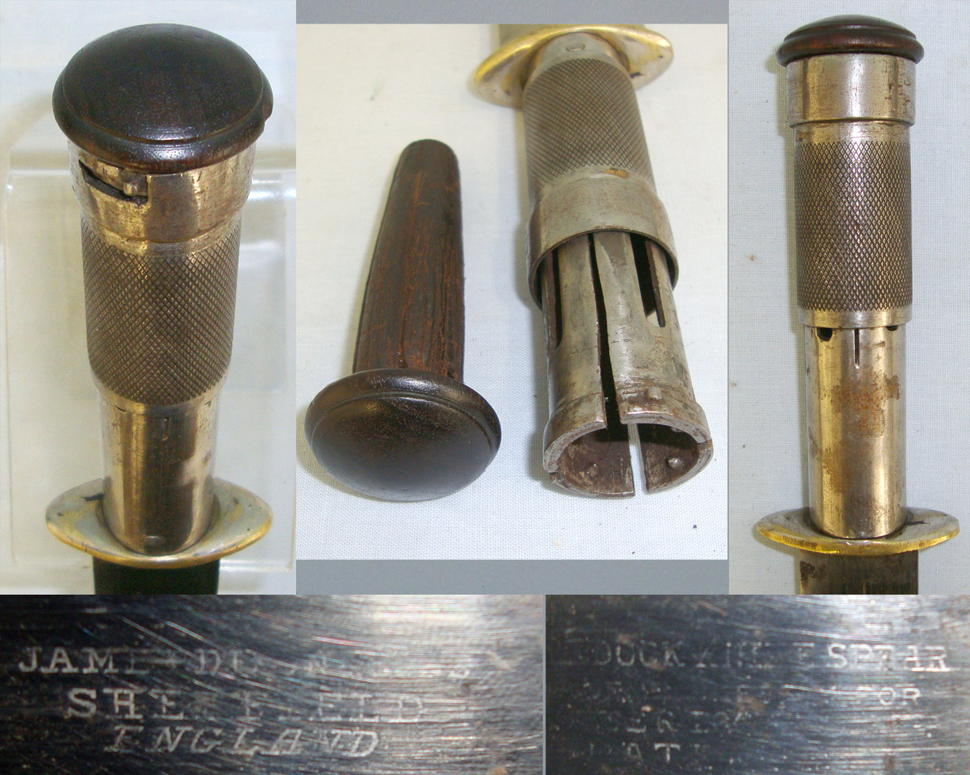 VERY RARE**FORERUNNER OF THE MODERN SURVIVAL KNIFE**Colonel Baldock 1902 Patent All Steel Construction Survival ‘Knife Spear’ By James Dixon & Sons Sheffield For Walter Locke & Co London With Scabbard**FROM THE DAVID HAYDEN-WRIGHT COLLECTION** Sn 2081 Knive