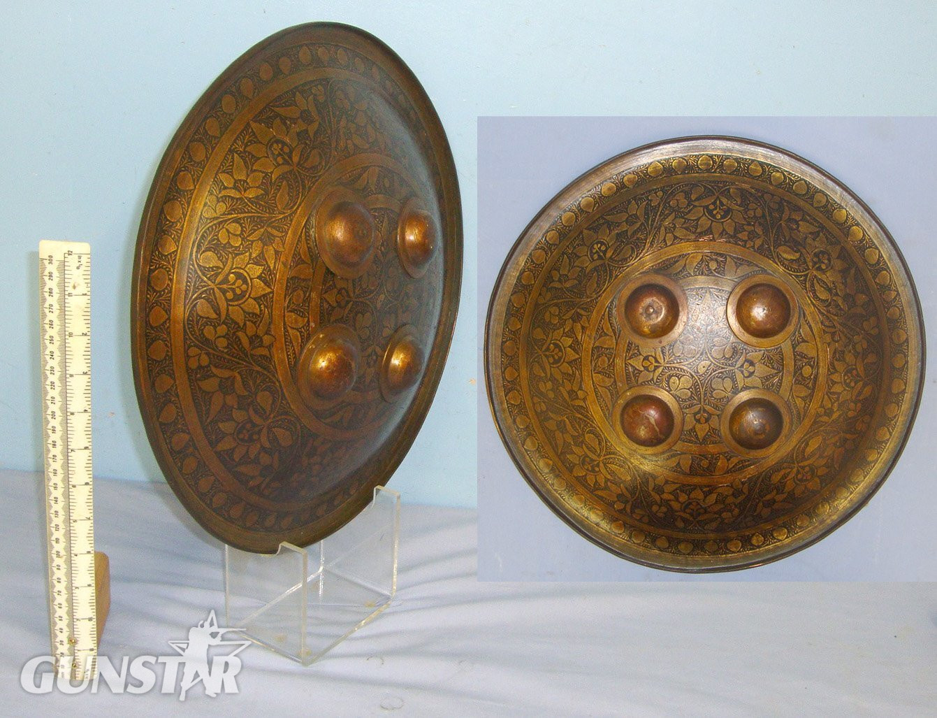 19th Century Islamic Indo-Persian Mughal Native Warrior’s Dhal Brass Fighting Shield. Sn 22784  Antique & Militaria in 