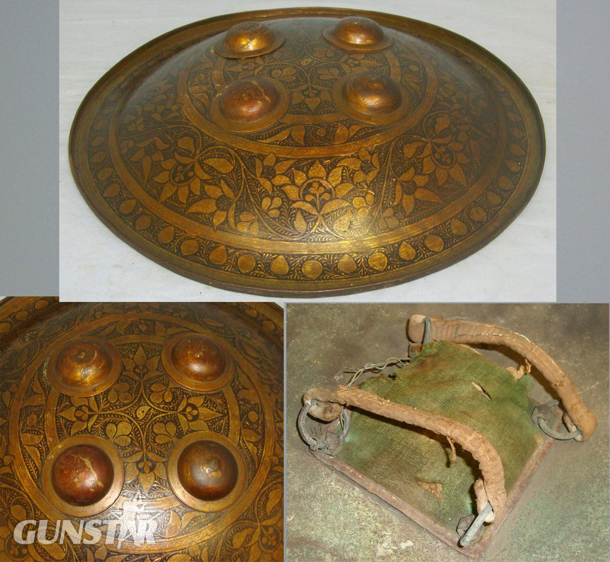 19th Century Islamic Indo-Persian Mughal Native Warrior’s Dhal Brass Fighting Shield. Sn 22784  Antique & Militaria