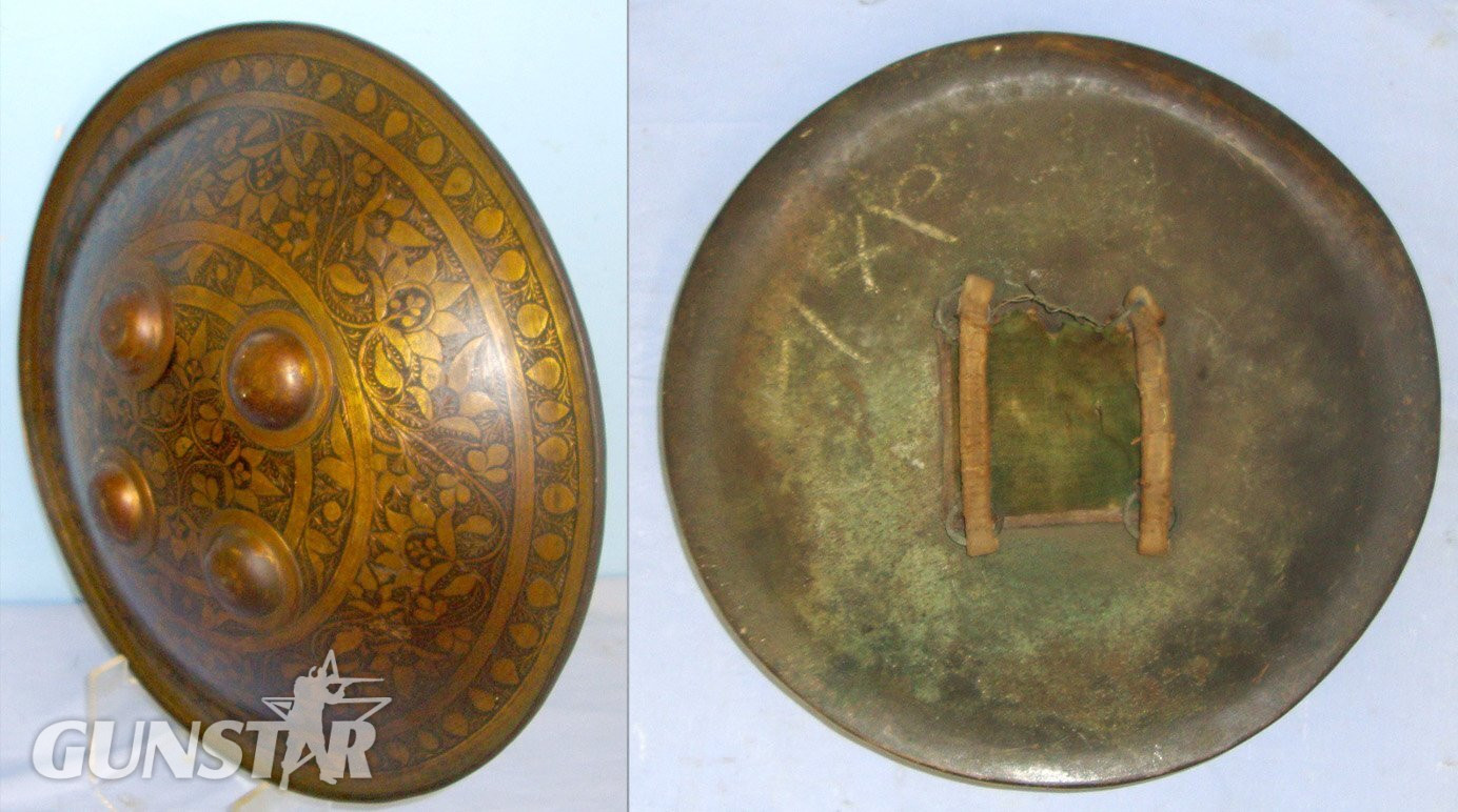  19th Century Islamic Indo-Persian Mughal Native Warrior’s Dhal Brass Fighting Shield. Sn 22784  Antique & Militaria