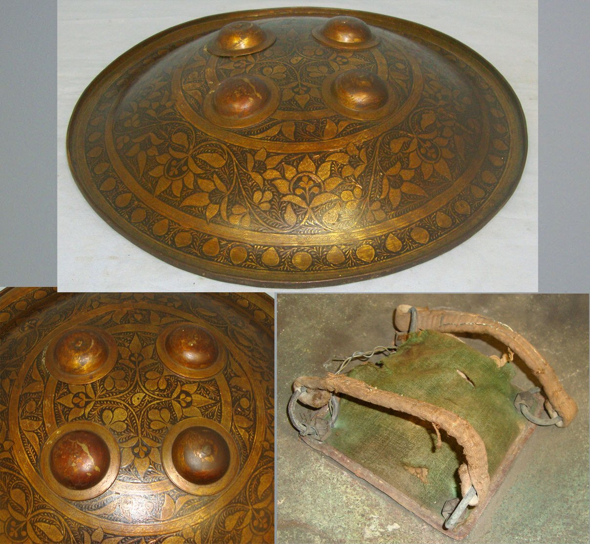 19th Century Islamic Indo-Persian Mughal Native Warrior’s Dhal Brass Fighting Shield. Sn 22784  Antique & Militaria