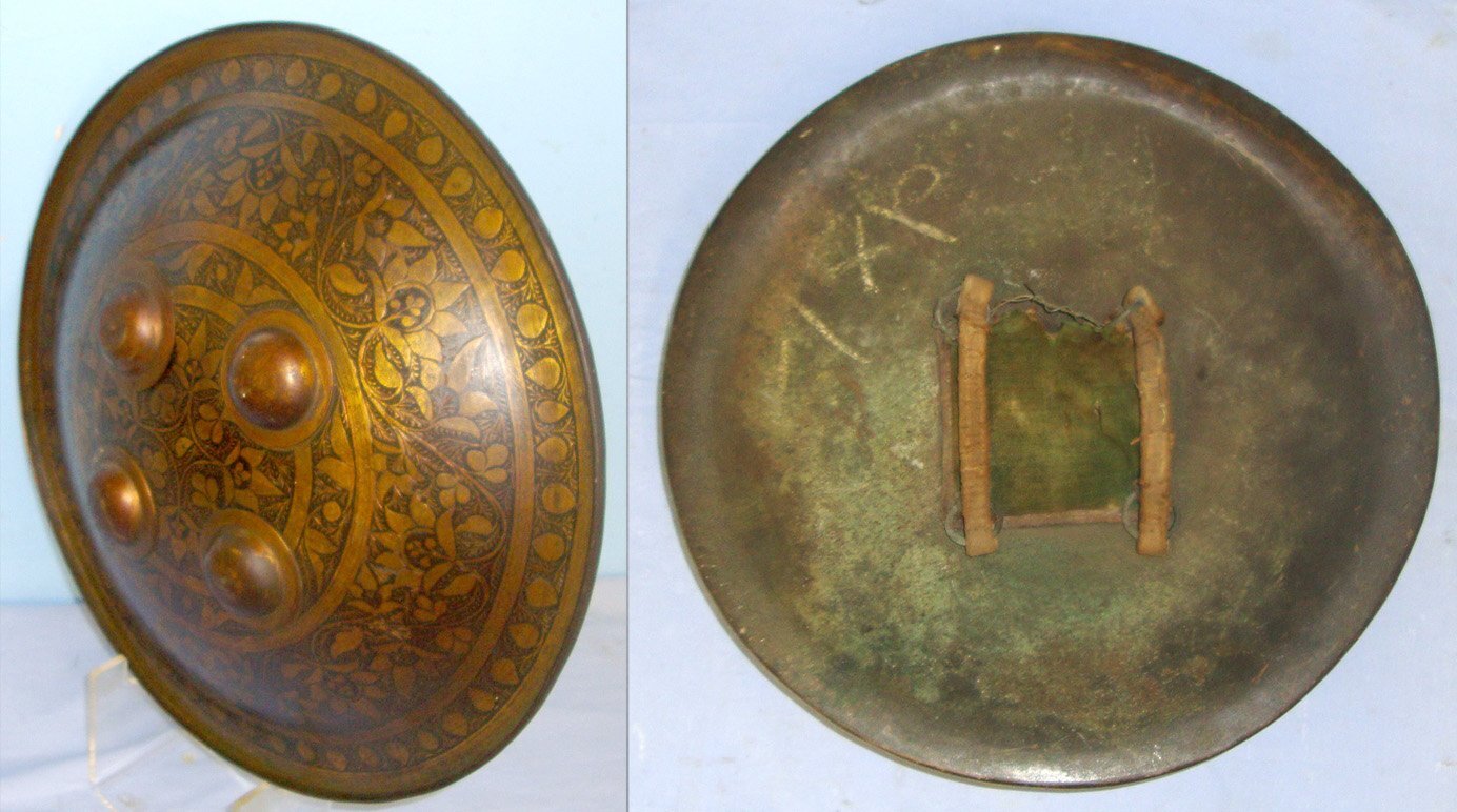  19th Century Islamic Indo-Persian Mughal Native Warrior’s Dhal Brass Fighting Shield. Sn 22784  Antique & Militaria