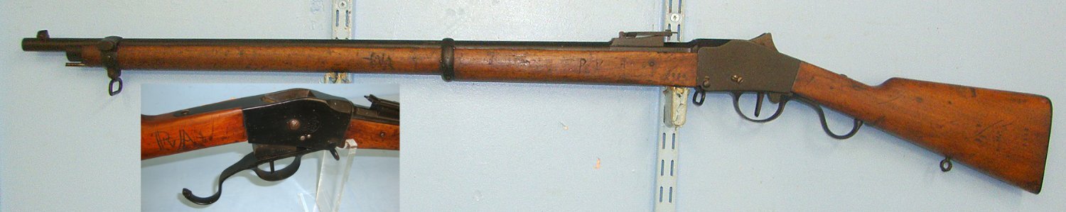  RARE**ALL MATCHING NUMBERS**Boer War Commando Issue, Austrian Steyr, Model 1885-86 (Cancelled Portuguese Contract), Guedes 'Falling Block' Action, 8x60mmR Guedes  Obsolete Calibre Rifle With Boer Carved Stock. Sn 23335 Single Shot 8 mm Rifle