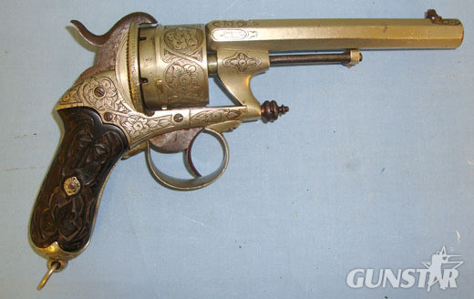 Liege Belgium Proofed French CHAMELOT & DELVIGNE “ German Silver Framed 12mm Pin Fire Obsolete Calibre 6 Shot 12 mm Revolver in 